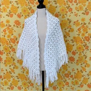 Beautiful True Vintage Hand Knit Crochet Shawl
